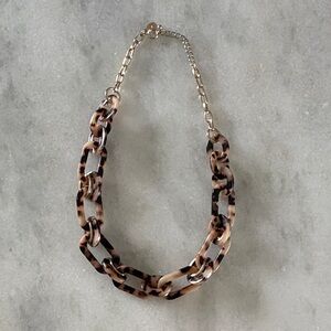 LOFT Leopard Patterned Necklace with Gold Chain